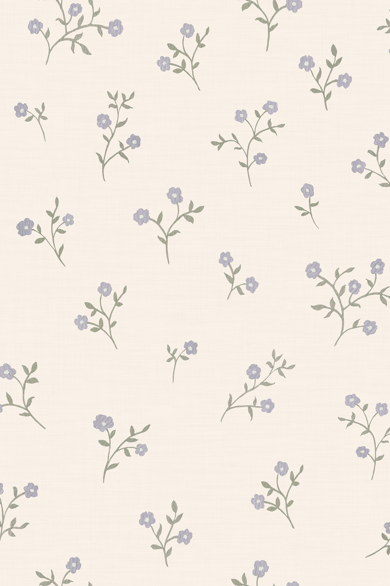 Flora Lilac and Green Ditsy Sprig Wallpaper - Removable Wallpaper (Peel & Stick)