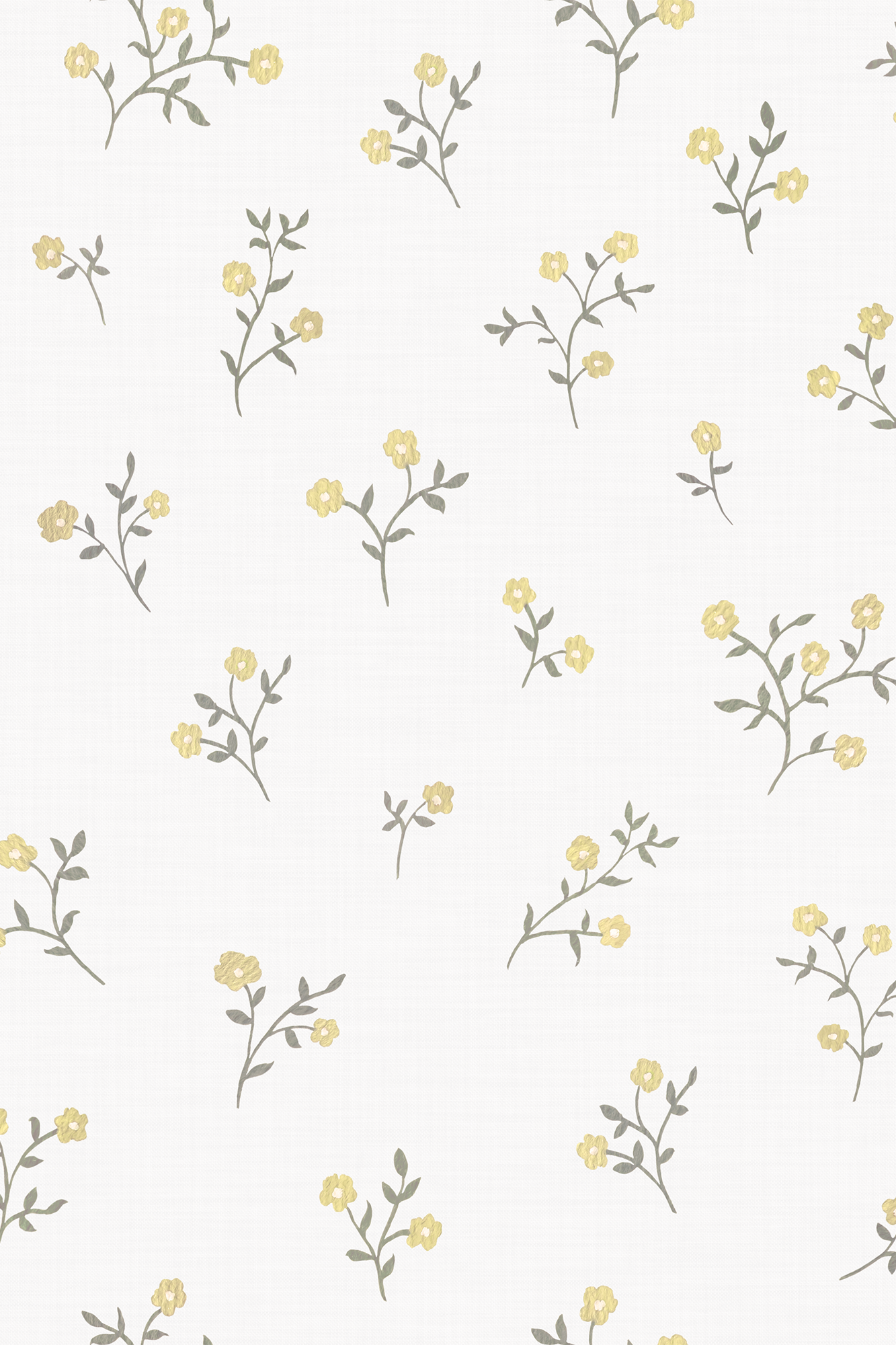 Flora Yellow and Green Ditsy Sprig Wallpaper - Removable Wallpaper (Peel & Stick)