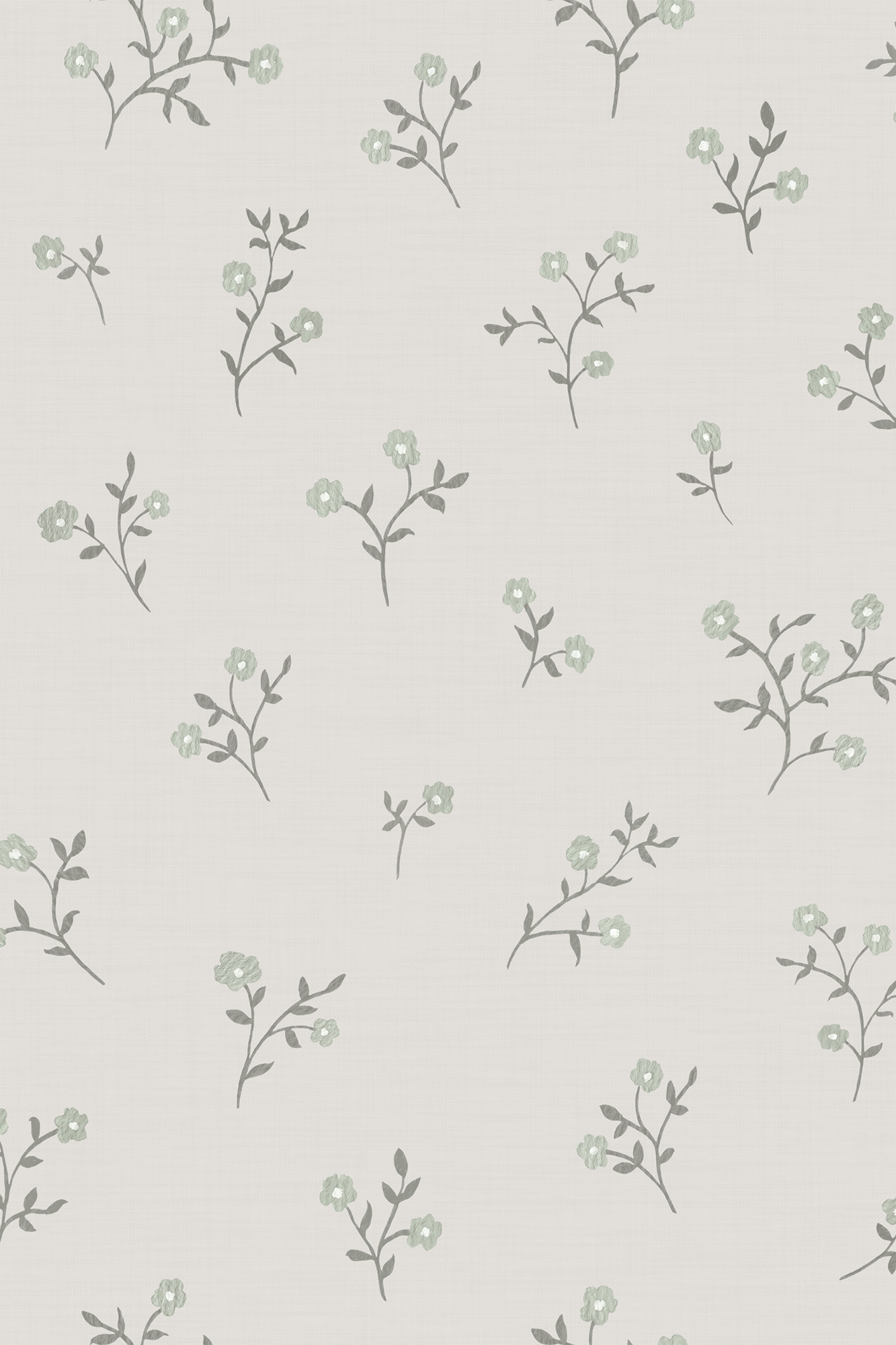 Flora Blue and Green Ditsy Sprig Wallpaper - Removable Wallpaper (Peel & Stick)