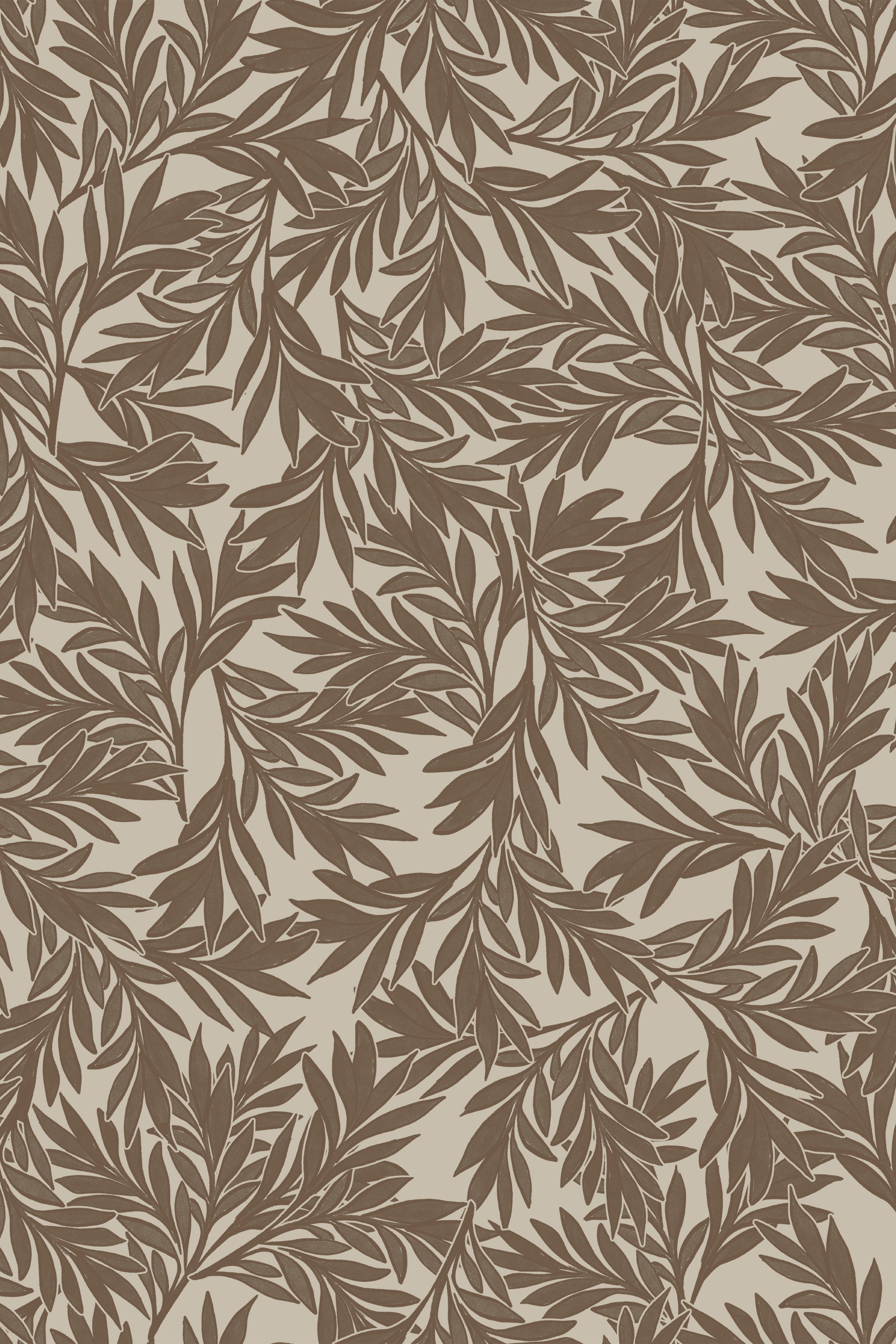 Fronde Oyster and Coffee Foliage Wallpaper - Removable Wallpaper (Peel & Stick)