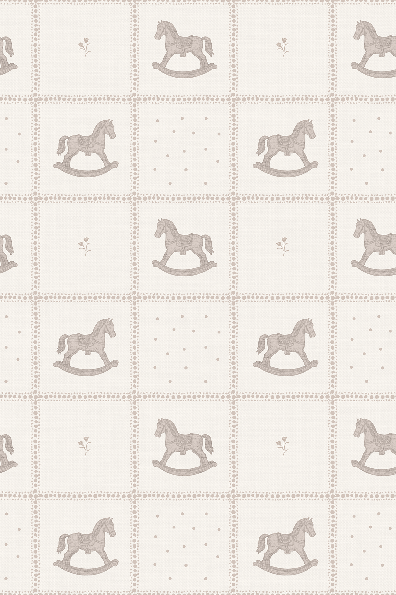 George Beige Mini Vintage Rocking Horse Check Wallpaper - Removable Wallpaper (Peel & Stick)