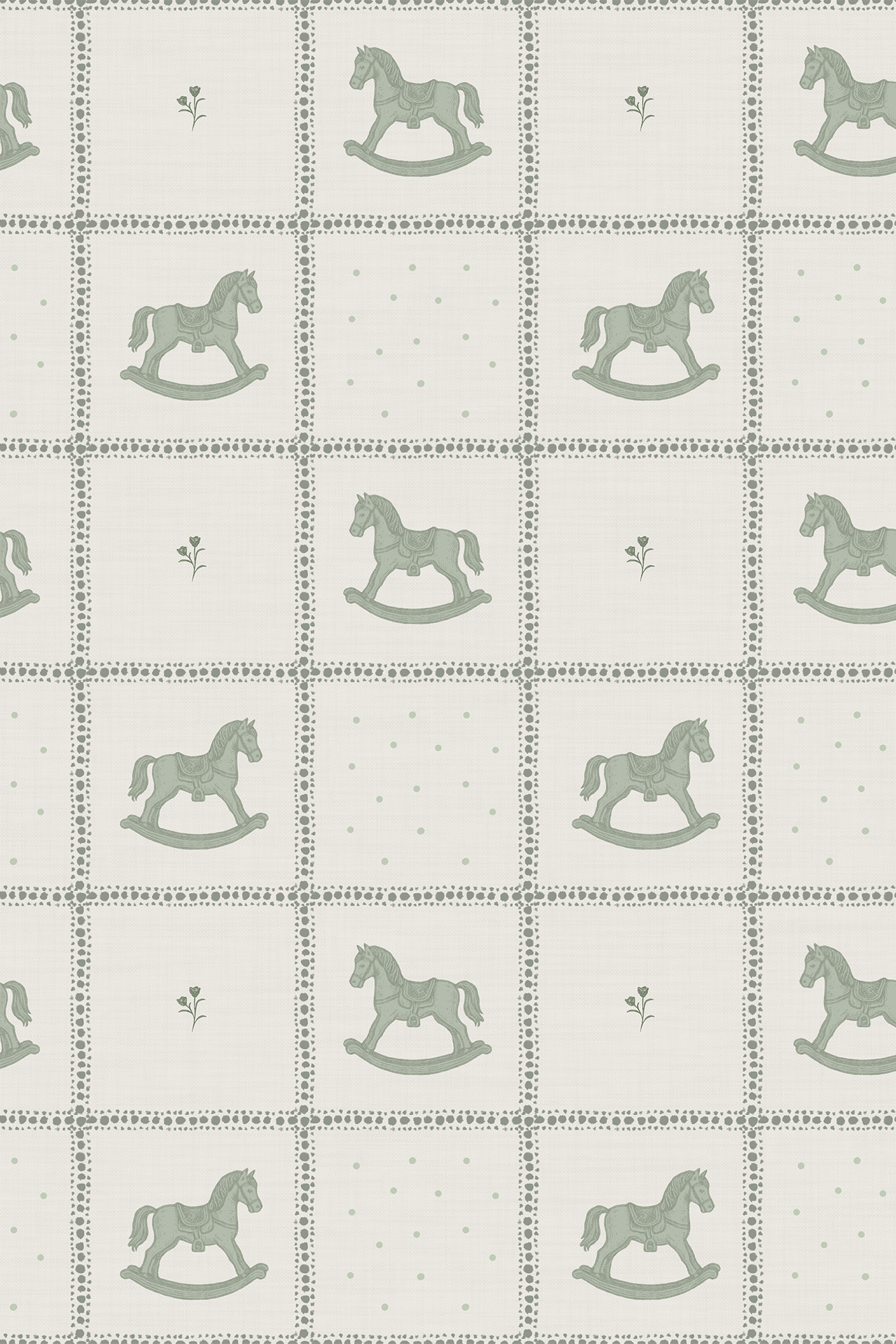 George Green Mini Vintage Rocking Horse Check Wallpaper - Removable Wallpaper (Peel & Stick)