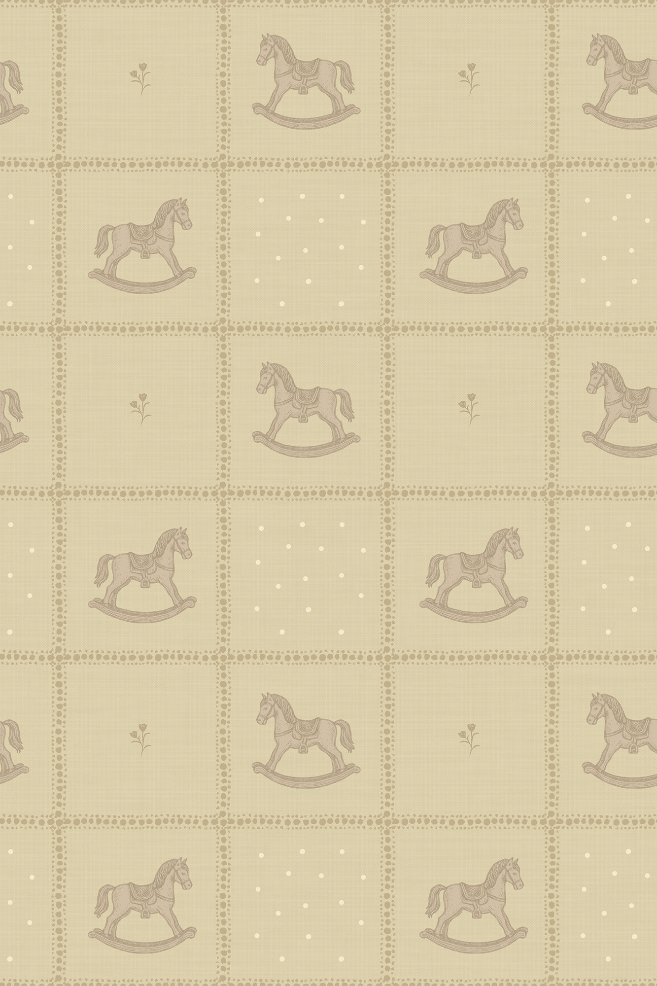George Yellow Mini Vintage Rocking Horse Check Wallpaper - Removable Wallpaper (Peel & Stick)