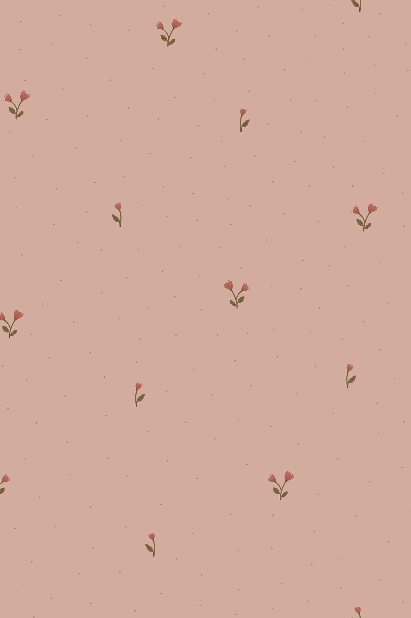 Grace Red and Green Mini Florals and Polka Dot Wallpaper - Removable Wallpaper (Peel & Stick)