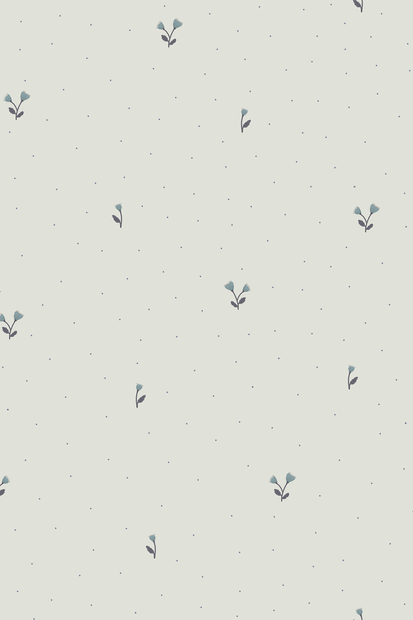 Grace Blue Mini Florals and Polka Dot Wallpaper - Removable Wallpaper (Peel & Stick)
