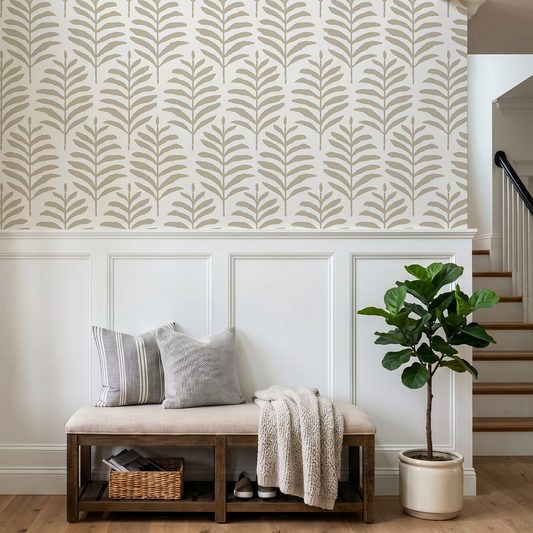 Lady Fern Autumn in Hallway with wooden padded bench and cushions