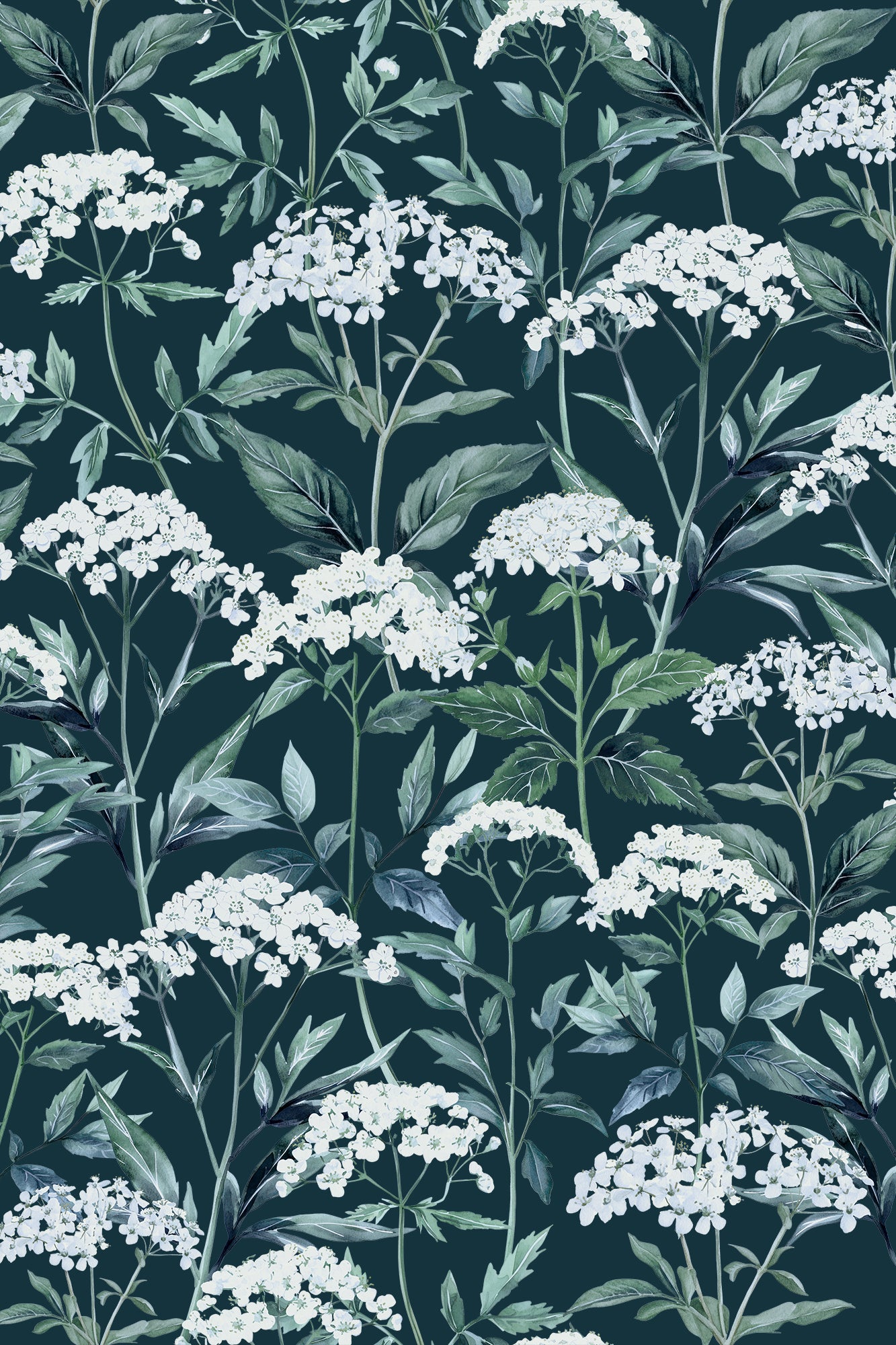Heidi Blue Wild Hydrangeas Floral Wallpaper - Removable Wallpaper (Peel & Stick)