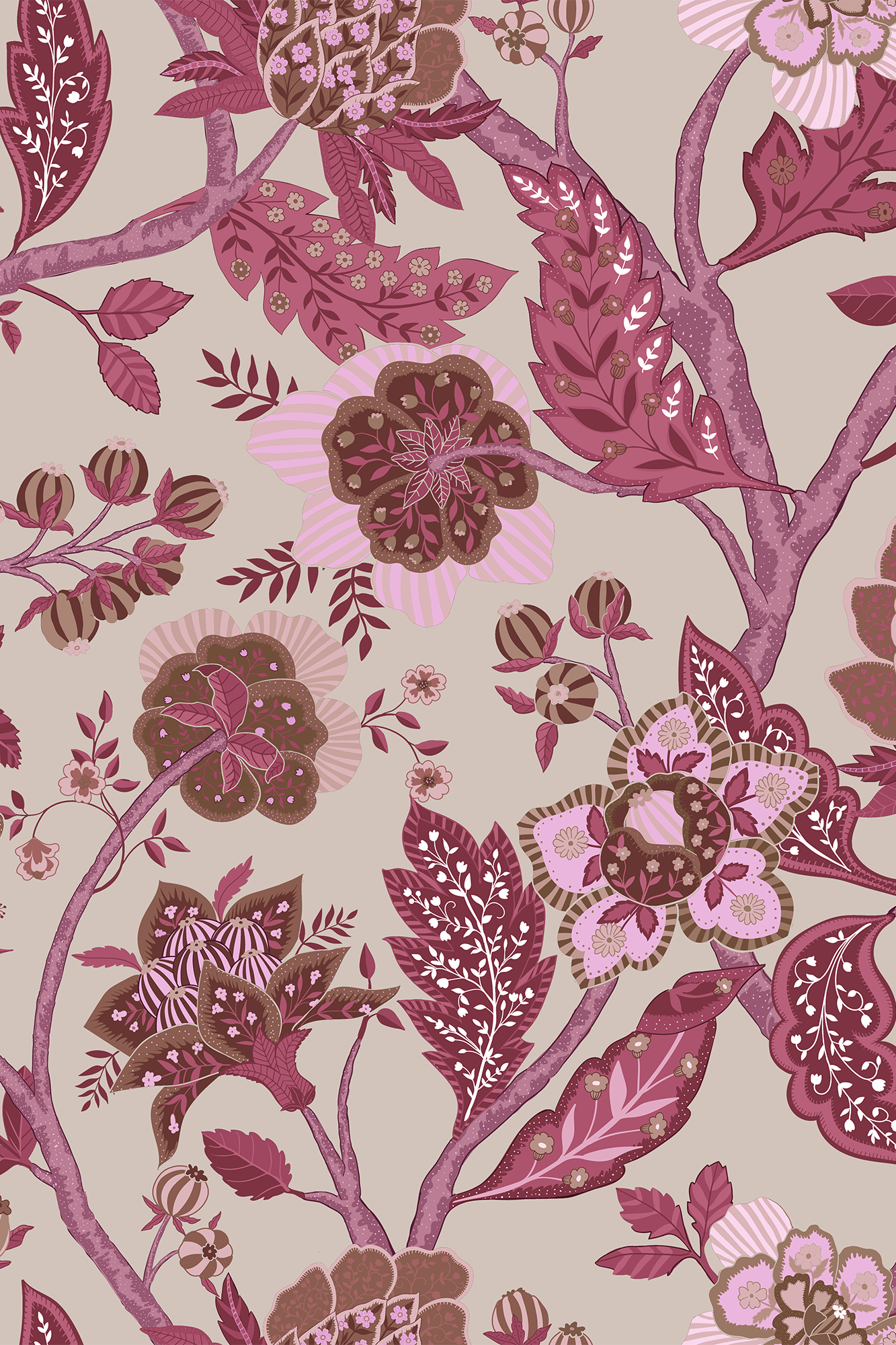 Hilda Pink Luxury Botanical Wallpaper - Removable Wallpaper (Peel & Stick)