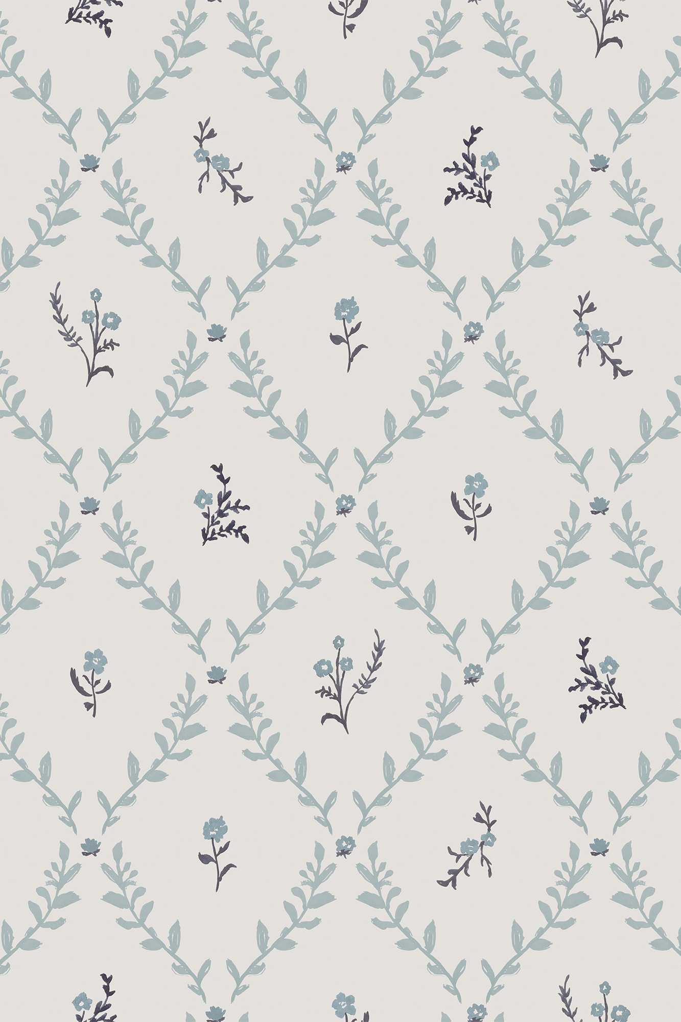 Jane Blue Ditsy Floral Trellis Wallpaper - Removable Wallpaper (Peel & Stick)