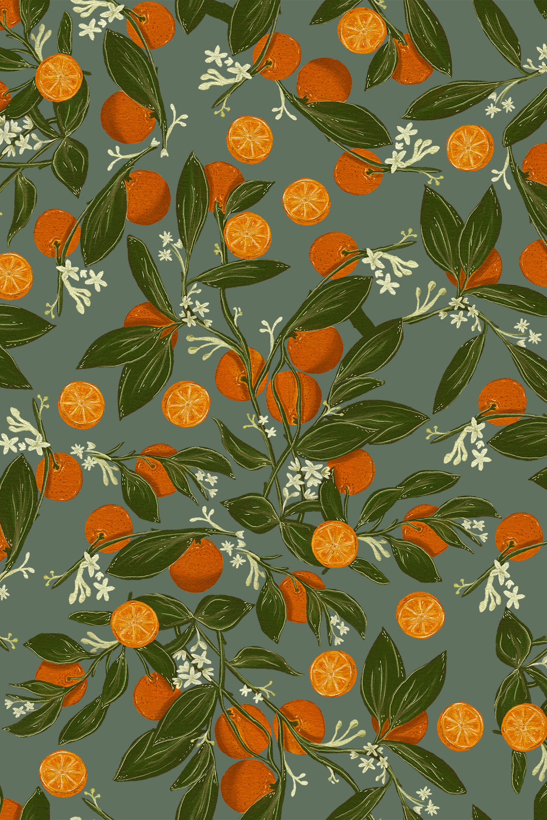 Marmalade Pumpkin and Forest Orange Blossom Wallpaper - Removable Wallpaper (Peel & Stick)