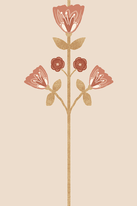 Matilda Yellow and Orange Striped Vintage Tulip Wallpaper - Removable Wallpaper (Peel & Stick)