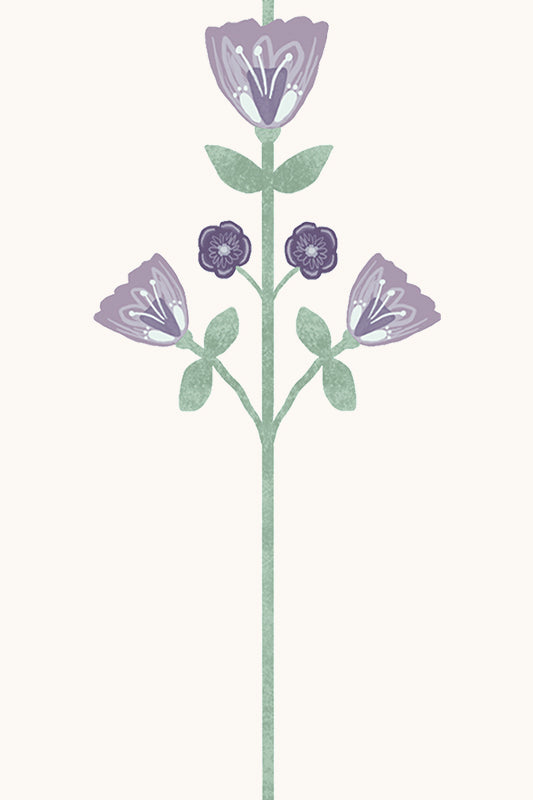 Matilda Green and Lilac Striped Vintage Tulip Wallpaper - Removable Wallpaper (Peel & Stick)