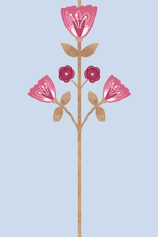 Matilda Pink and Green Striped Vintage Tulip Wallpaper - Removable Wallpaper (Peel & Stick)