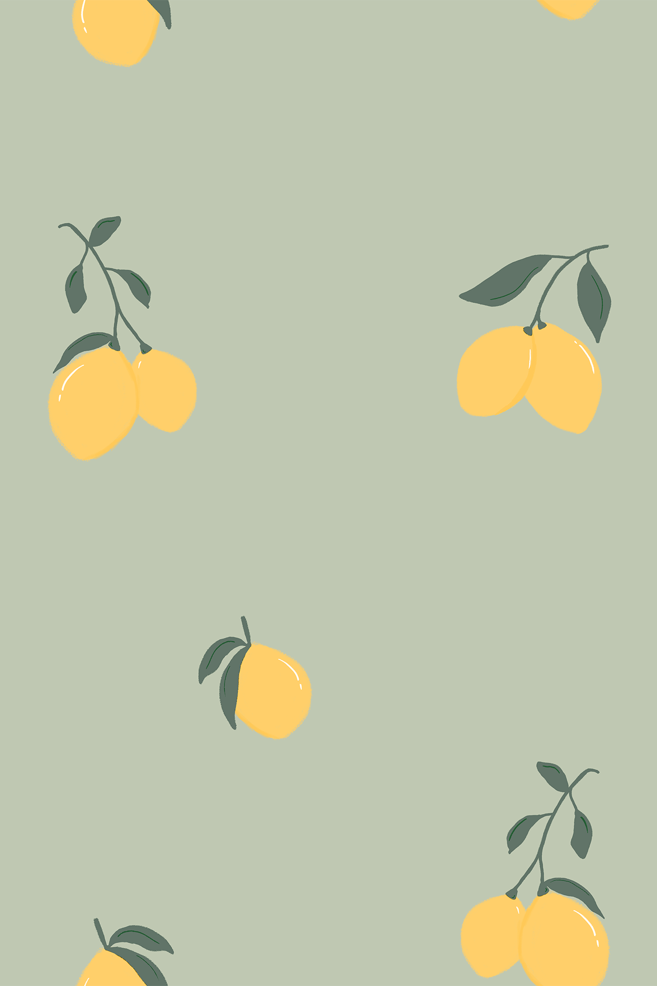 Nellie Vivid Yellow and Vivid Green Vintage Lemon Patterned Wallpaper - Removable Wallpaper (Peel & Stick)