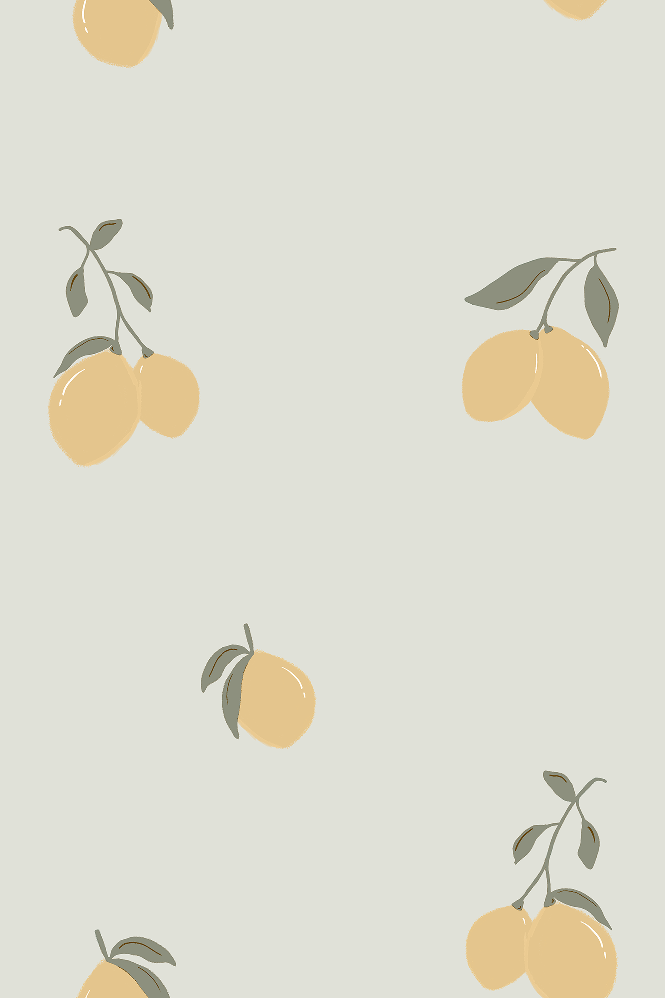 Nellie Soft Yellow and Myrtle Green Vintage Lemon Patterned Wallpaper - Removable Wallpaper (Peel & Stick)