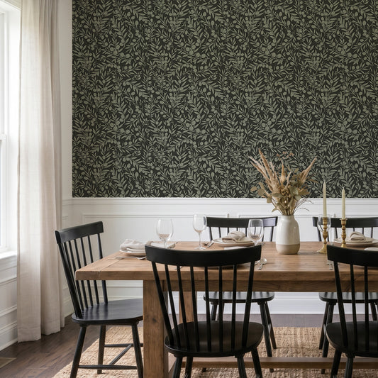 Olivia Winter in Dining Room with black chairs