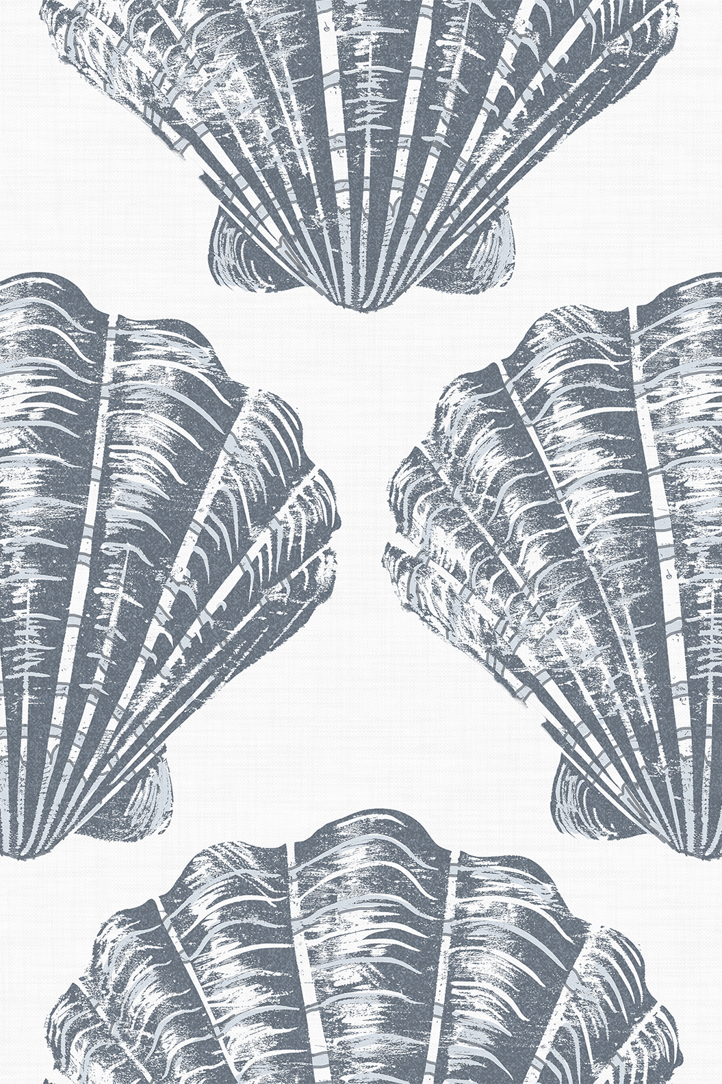 Piper Navy Blue Scallop Sea Shell Wallpaper - Removable Wallpaper (Peel & Stick)