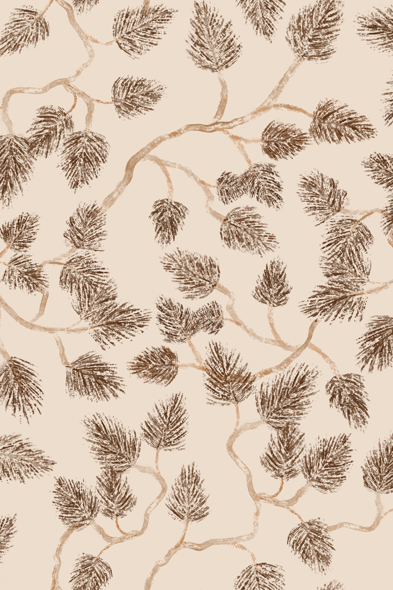 Rowan Brown Forest Pine Branches Wallpaper - Removable Wallpaper (Peel & Stick)