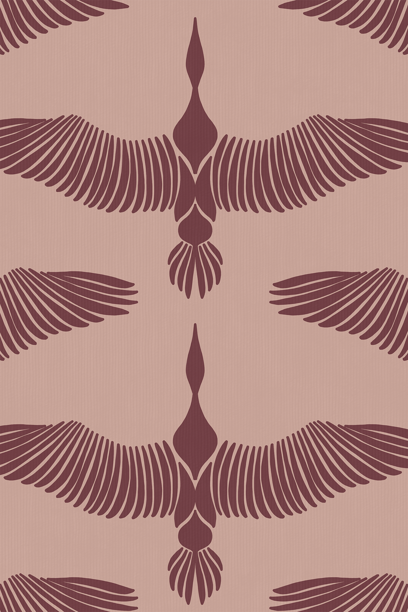 Saffron Red Elegant Flying Cranes Wallpaper - Traditional Wallpaper (Paste-the-Wall)