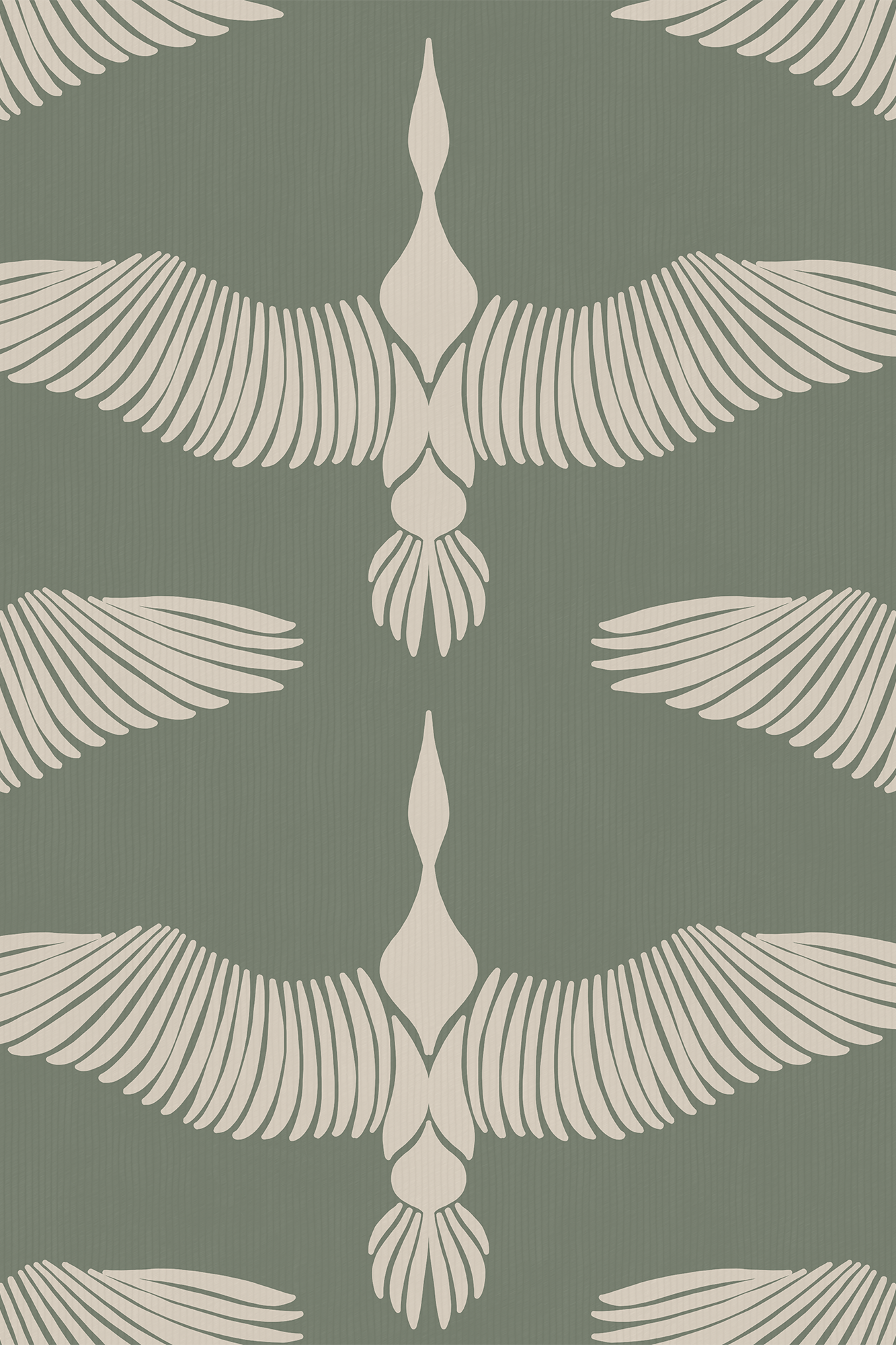 Saffron Cream Elegant Flying Cranes Wallpaper - Removable Wallpaper (Peel & Stick)