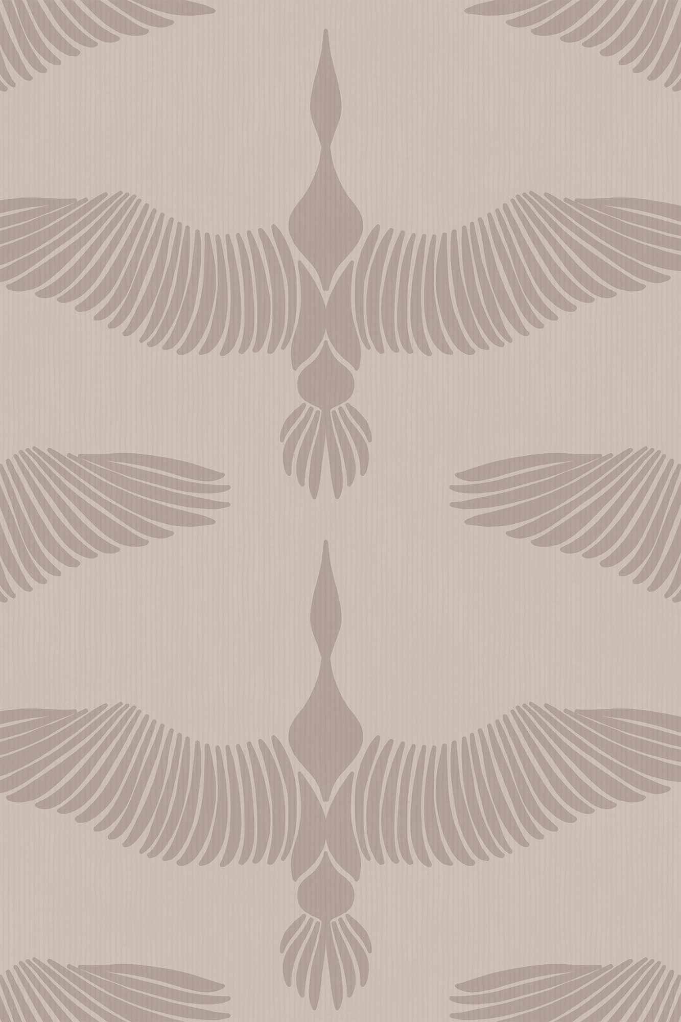 Saffron Beige Elegant Flying Cranes Wallpaper - Removable Wallpaper (Peel & Stick)