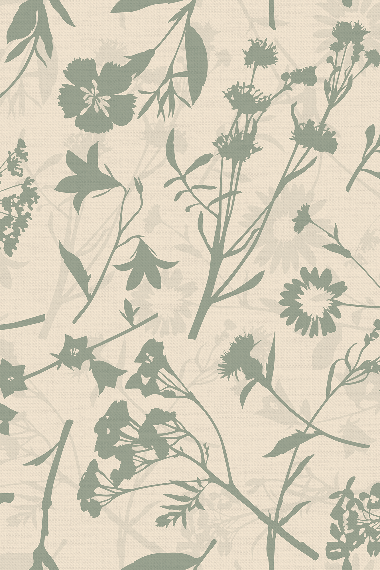 Sedge Green Wildflower Wallpaper - Removable Wallpaper (Peel & Stick)
