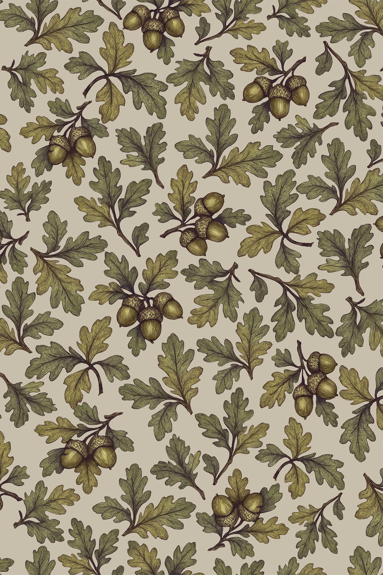 Ackley Green Elegant Oak Leaf Wallpaper - Removable Wallpaper (Peel & Stick)