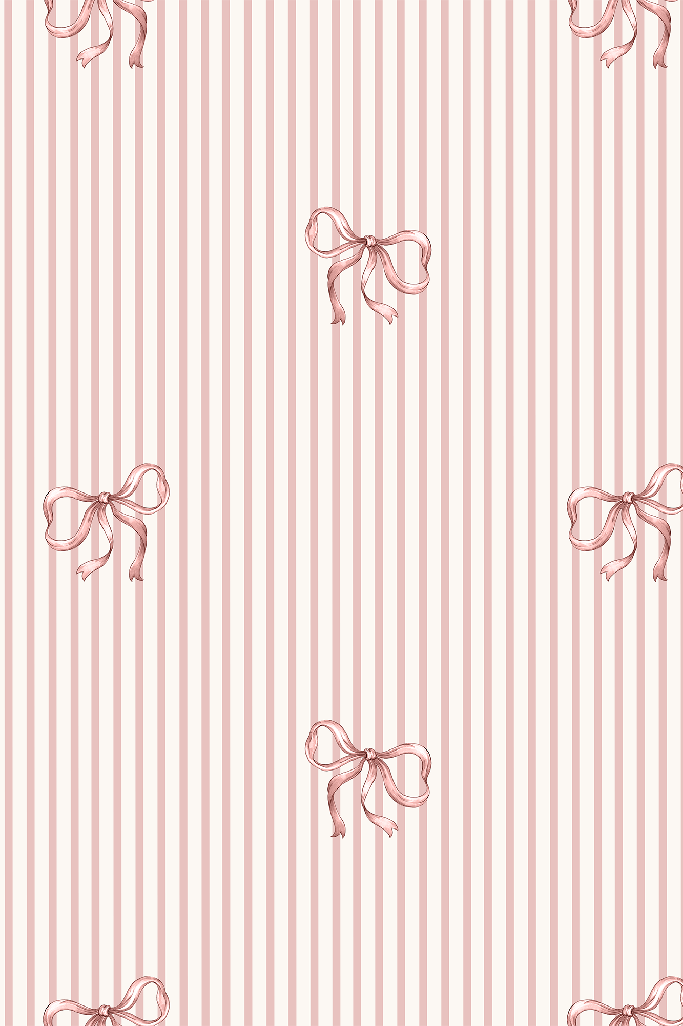 Adele Pink Heritage Bows Pinstripe Wallpaper - Removable Wallpaper (Peel & Stick)