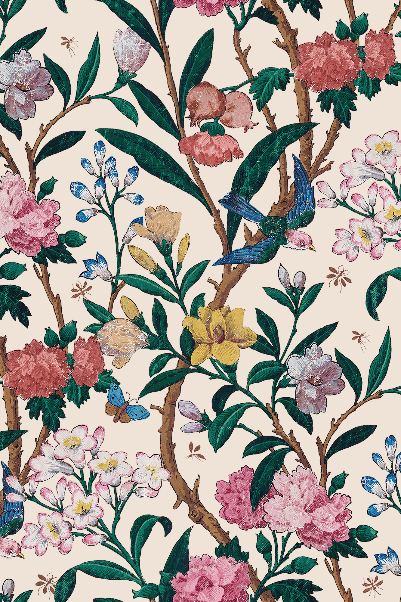 Amelia Colourful Elegant Botanical Floral Wallpaper - Removable Wallpaper (Peel & Stick)