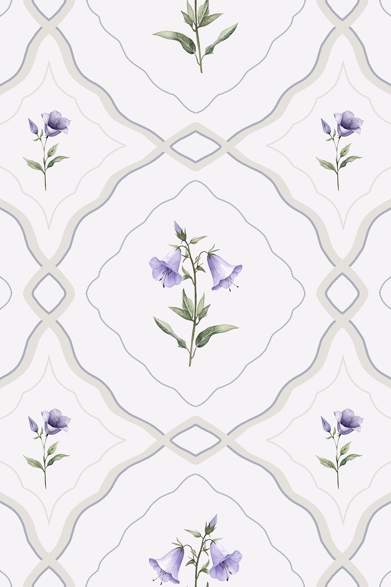 Belle Lilac Elegant Bluebell Trellis Wallpaper - Removable Wallpaper (Peel & Stick)