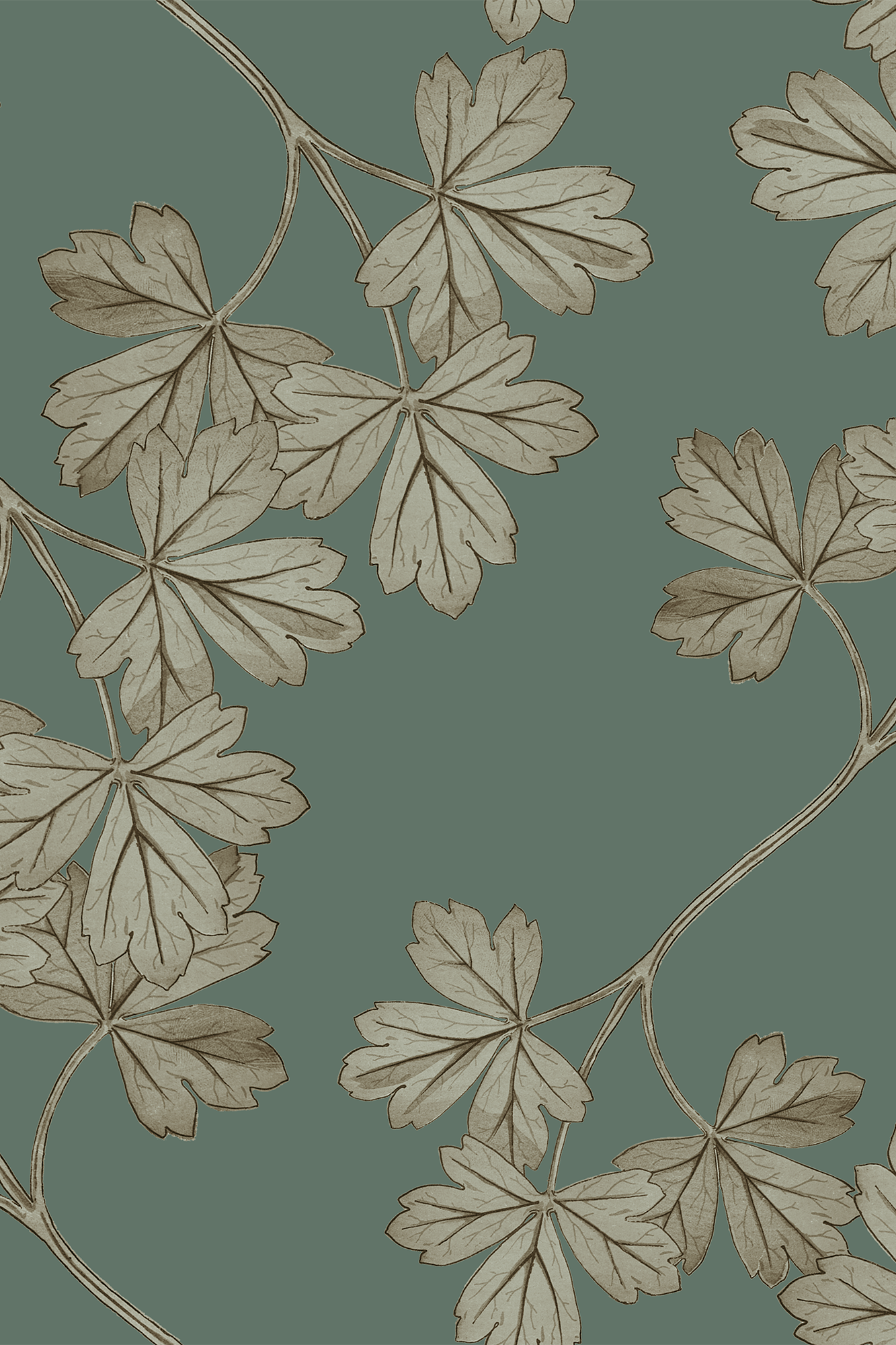 Bridget Green Columbine Foliage Trail Wallpaper - Removable Wallpaper (Peel & Stick)
