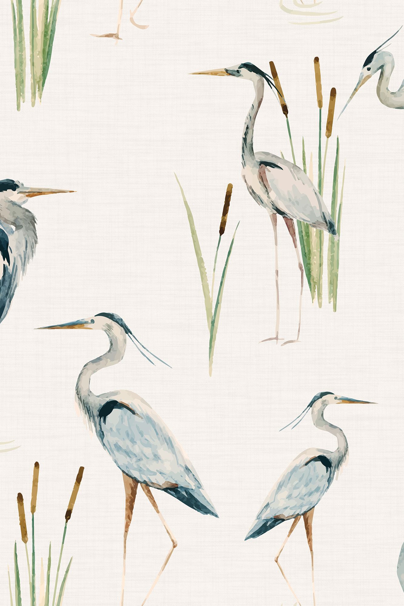 Brook Green Vintage Riverside Heron Wallpaper - Removable Wallpaper (Peel & Stick)