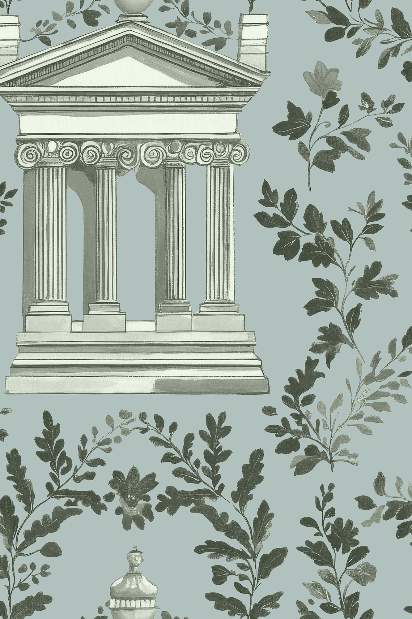 Celia Green Classic Pavilion Garden Wallpaper - Removable Wallpaper (Peel & Stick)