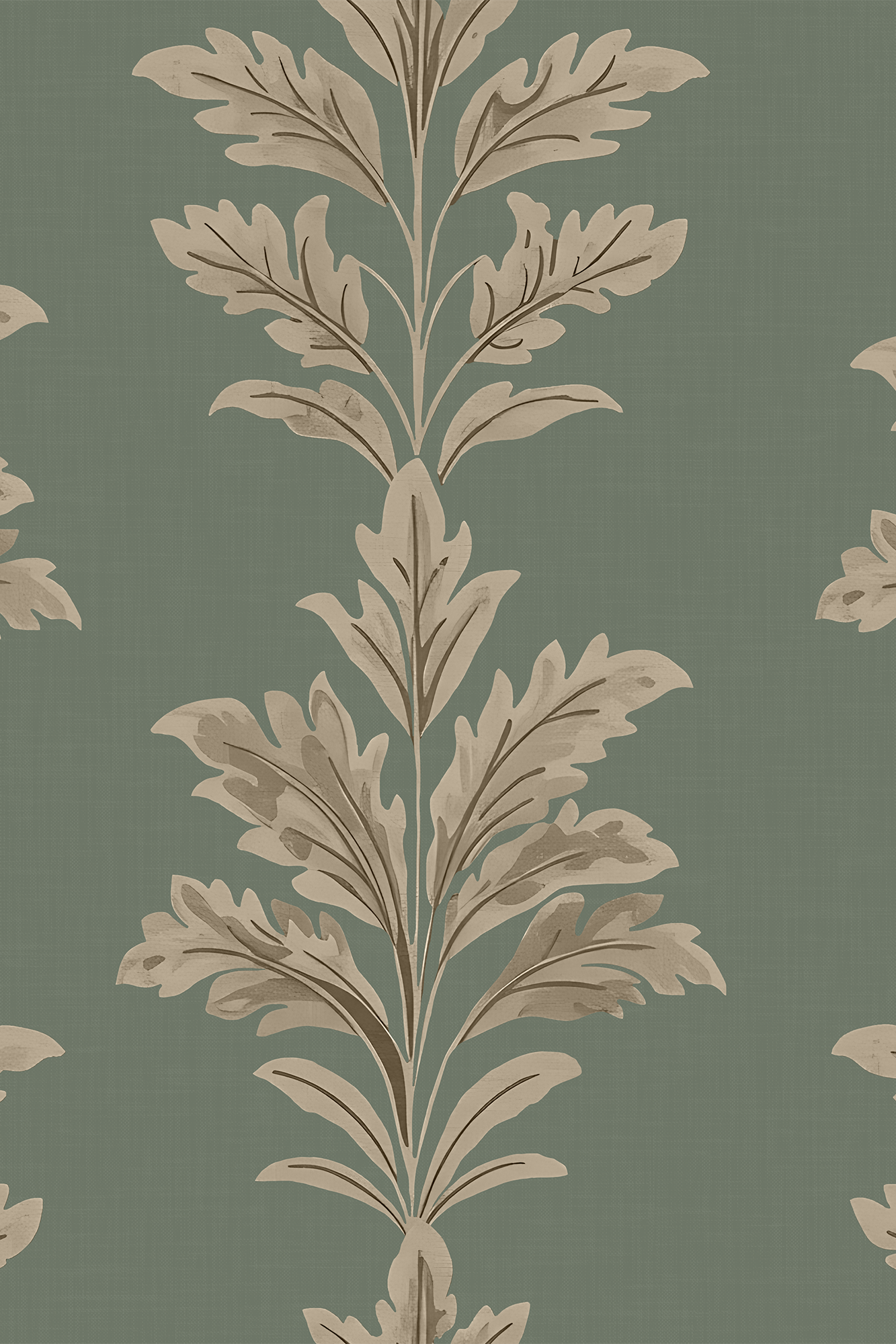 Clayton Golden Yellow Striped Decorative Feathered Leaves Wallpaper - Traditional Wallpaper (Paste-the-Wall)