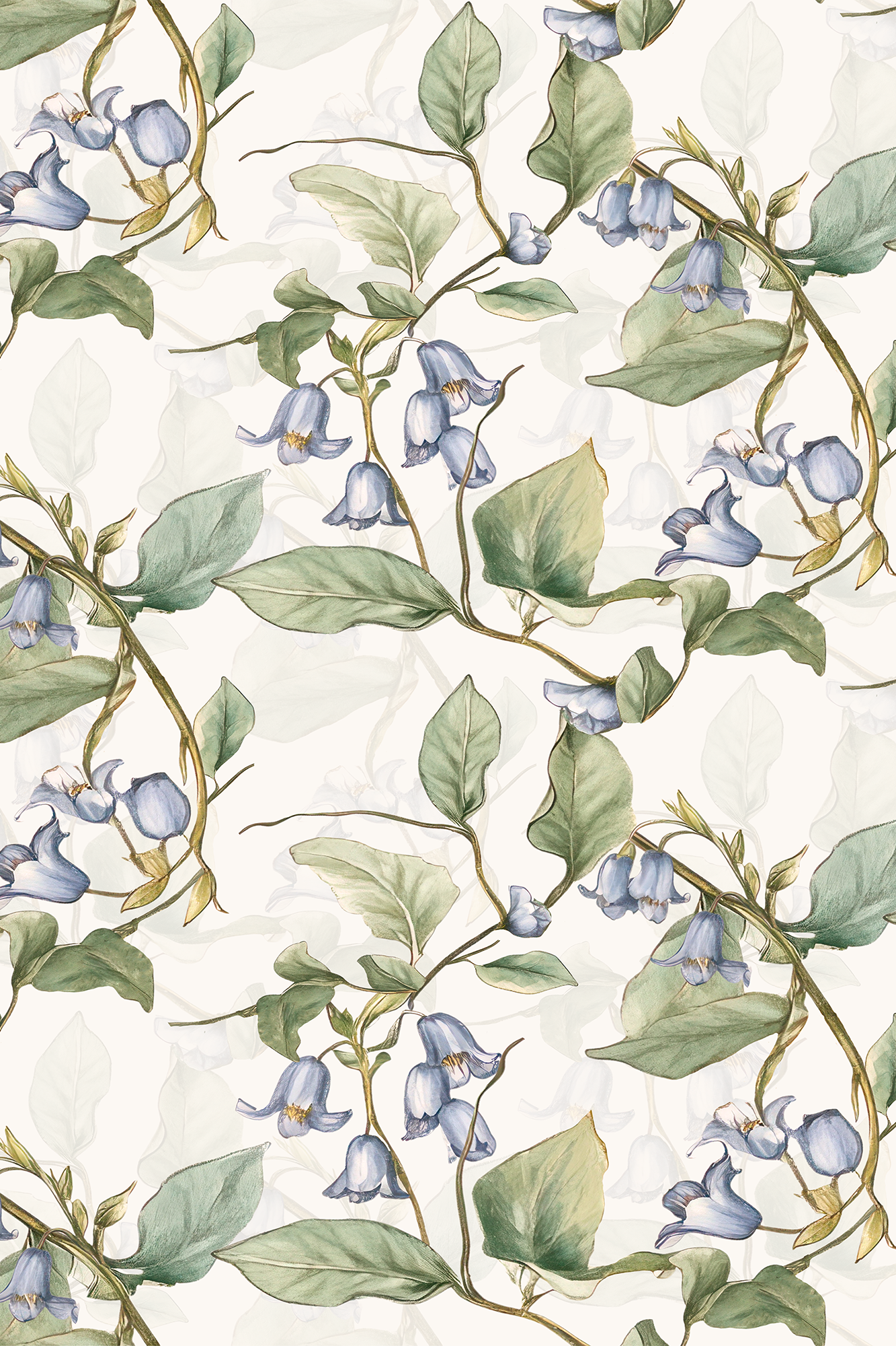 Eleanor Lilac and Green Bluebell Floral Meadow Wallpaper - Removable Wallpaper (Peel & Stick)