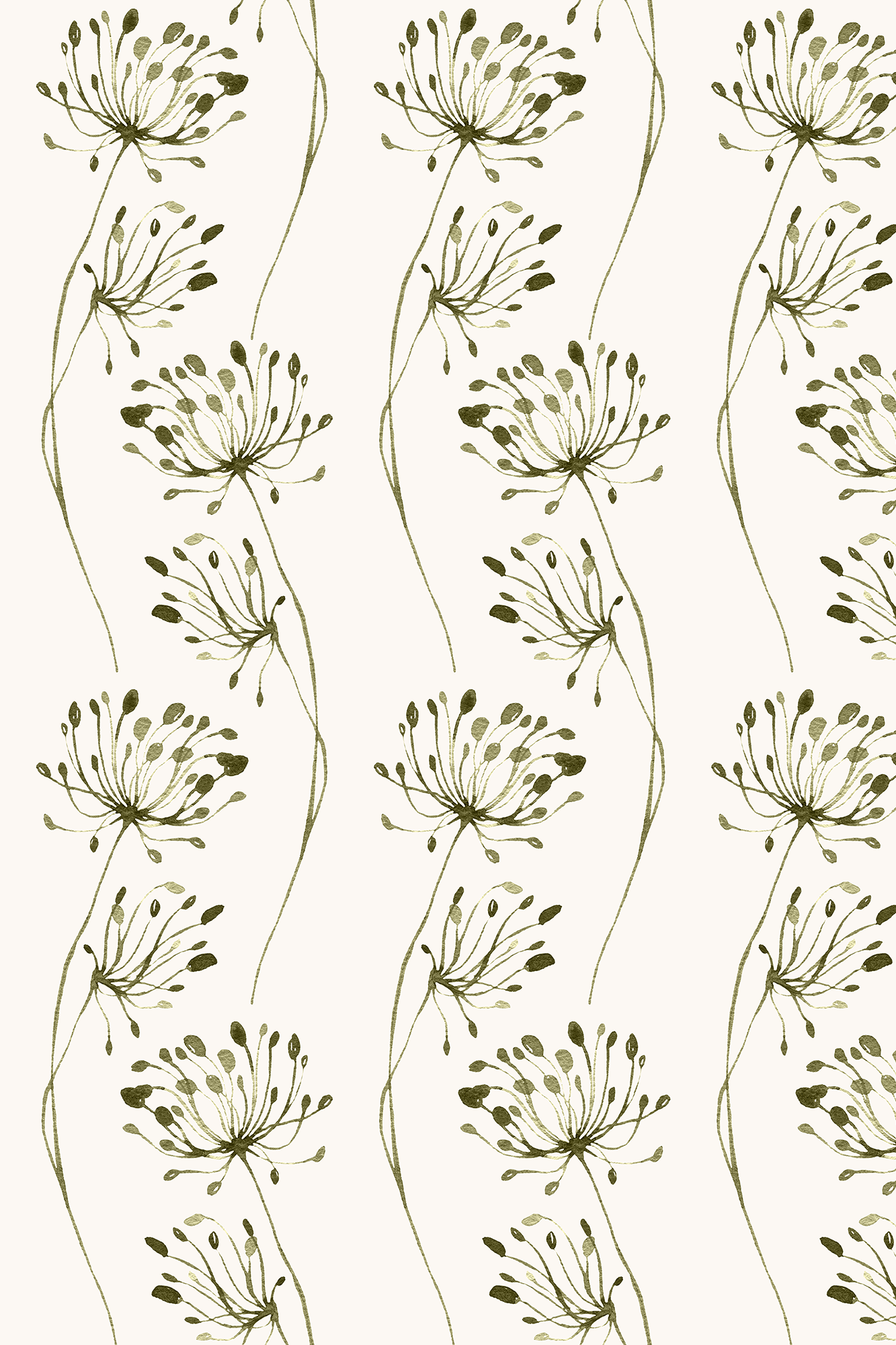 Esther Green Striped Wild Dandelion Wallpaper - Removable Wallpaper (Peel & Stick)