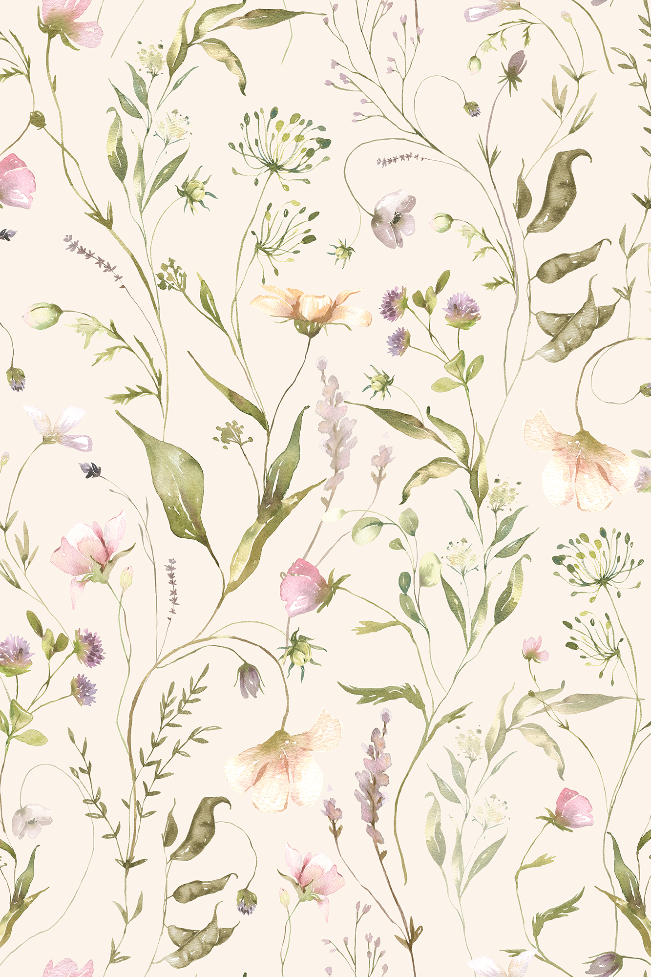Fleur Pastel Wildflower Meadow Wallpaper - Removable Wallpaper (Peel & Stick)