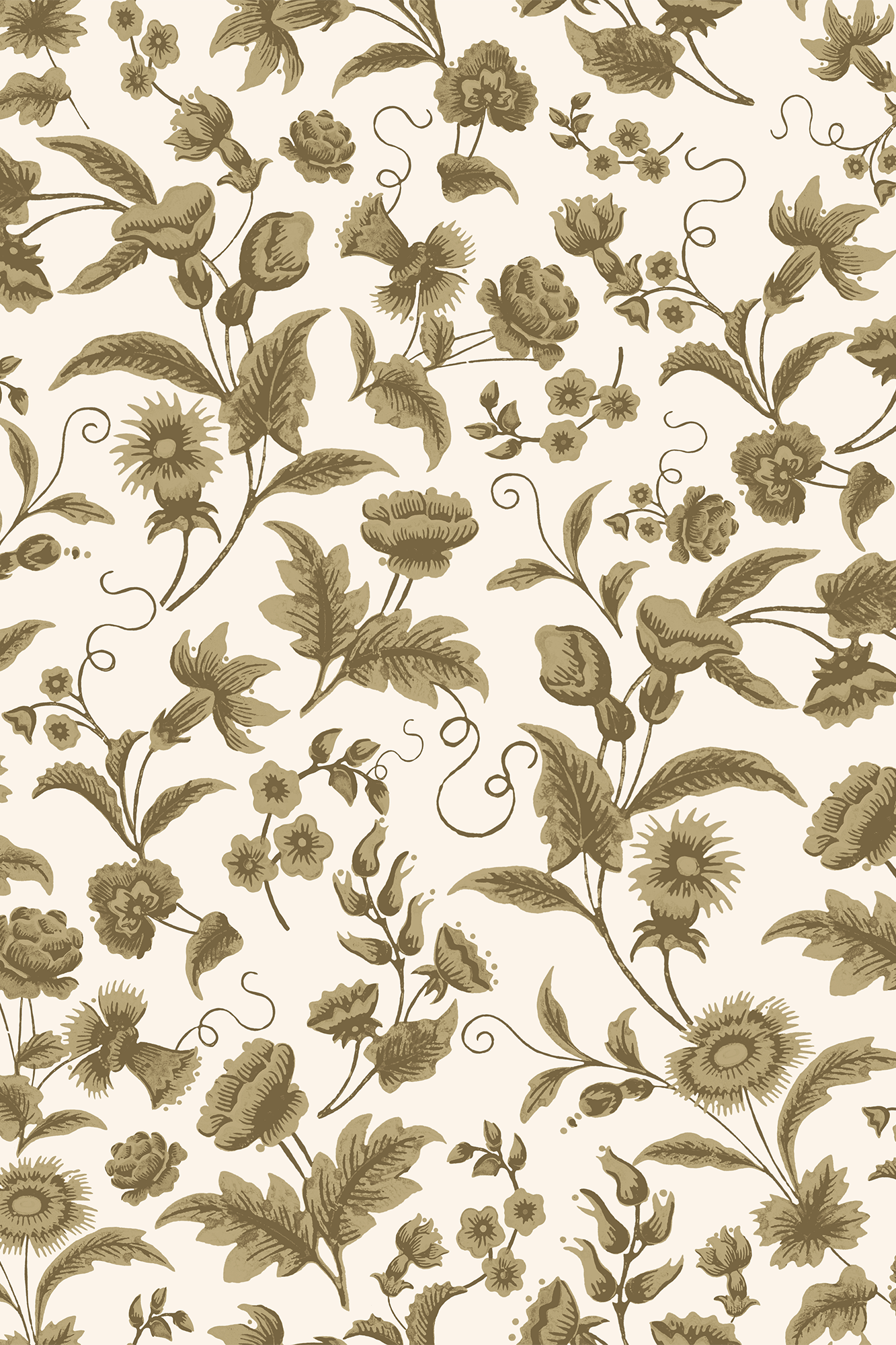 Jasmine Green Floral Chinoiserie Inspired Wallpaper - Removable Wallpaper (Peel & Stick)