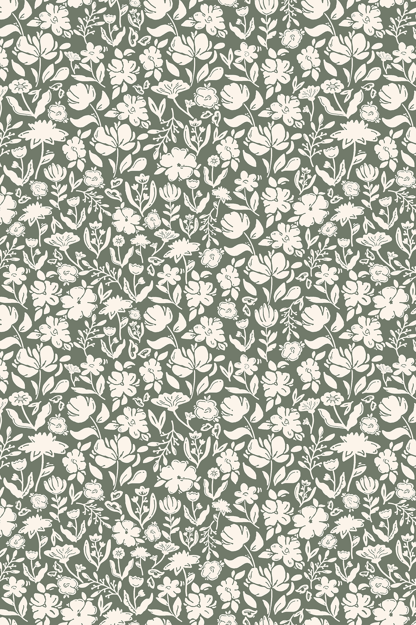 Lottie Cream Mini Ditsy Peonies Wallpaper - Removable Wallpaper (Peel & Stick)