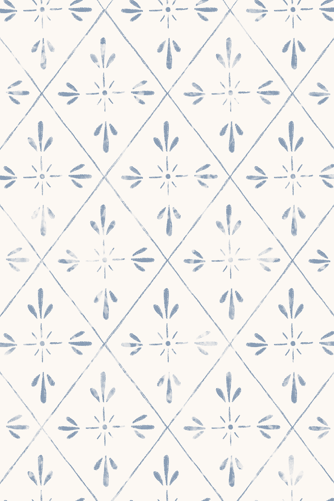 Louisa Blue Timeless Lino Effect Diamond Grid Wallpaper - Removable Wallpaper (Peel & Stick)