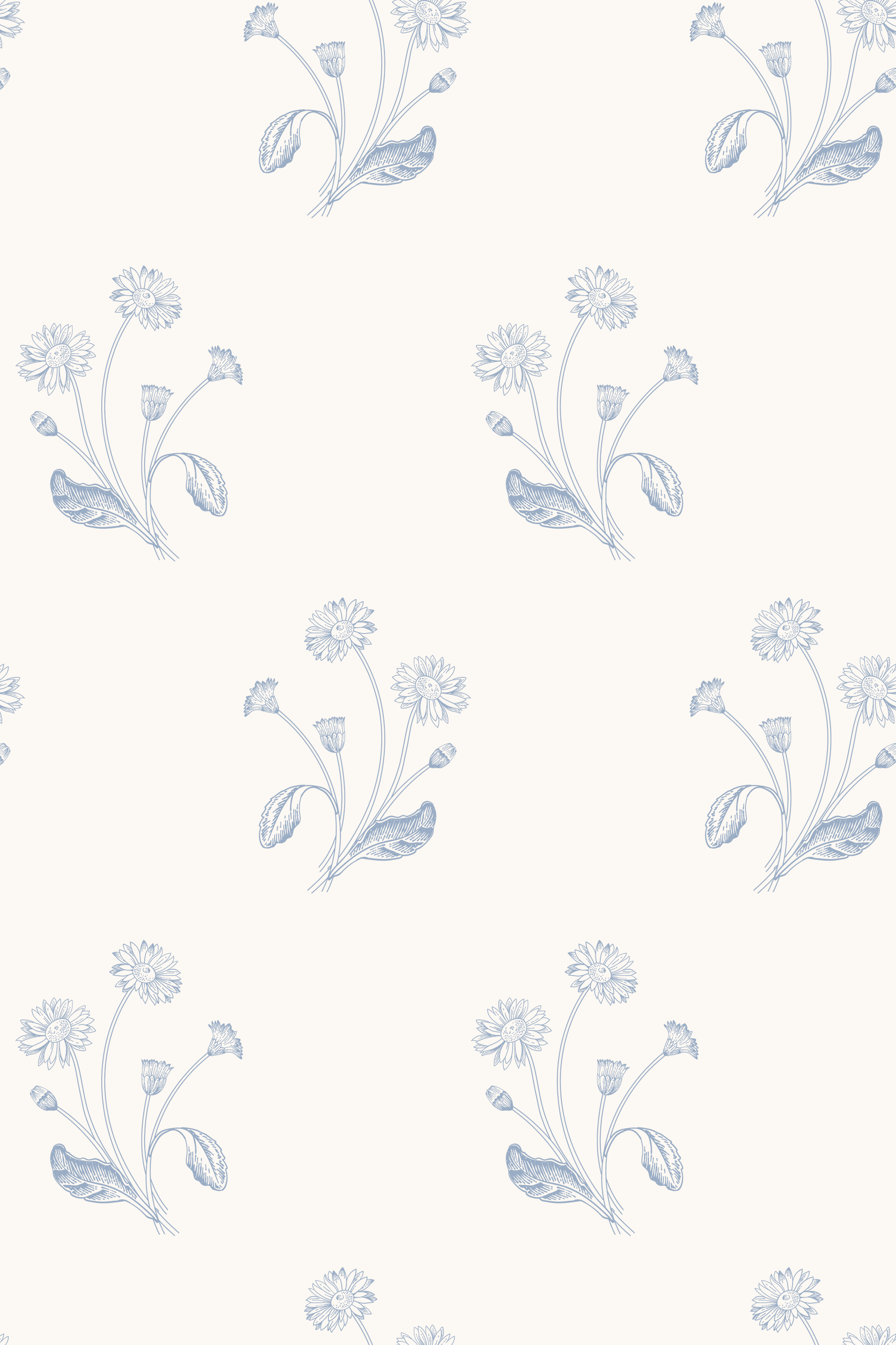 Maggie Blue & Cream Daisy Cluster Repeat Wallpaper - Removable Wallpaper (Peel & Stick)