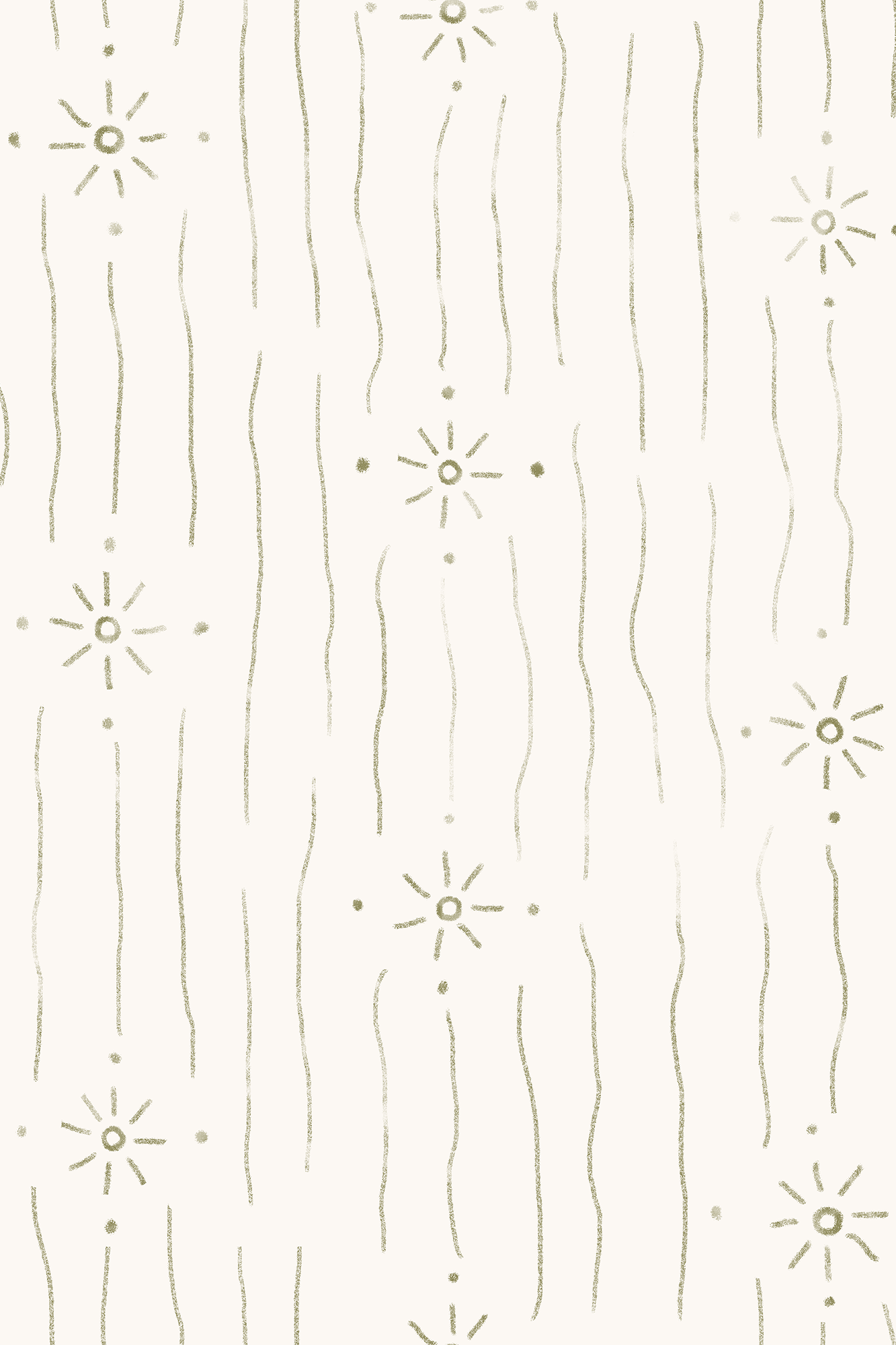 Mallory Olive Green Vintage Ditsy Sunbursts Wallpaper - Removable Wallpaper (Peel & Stick)