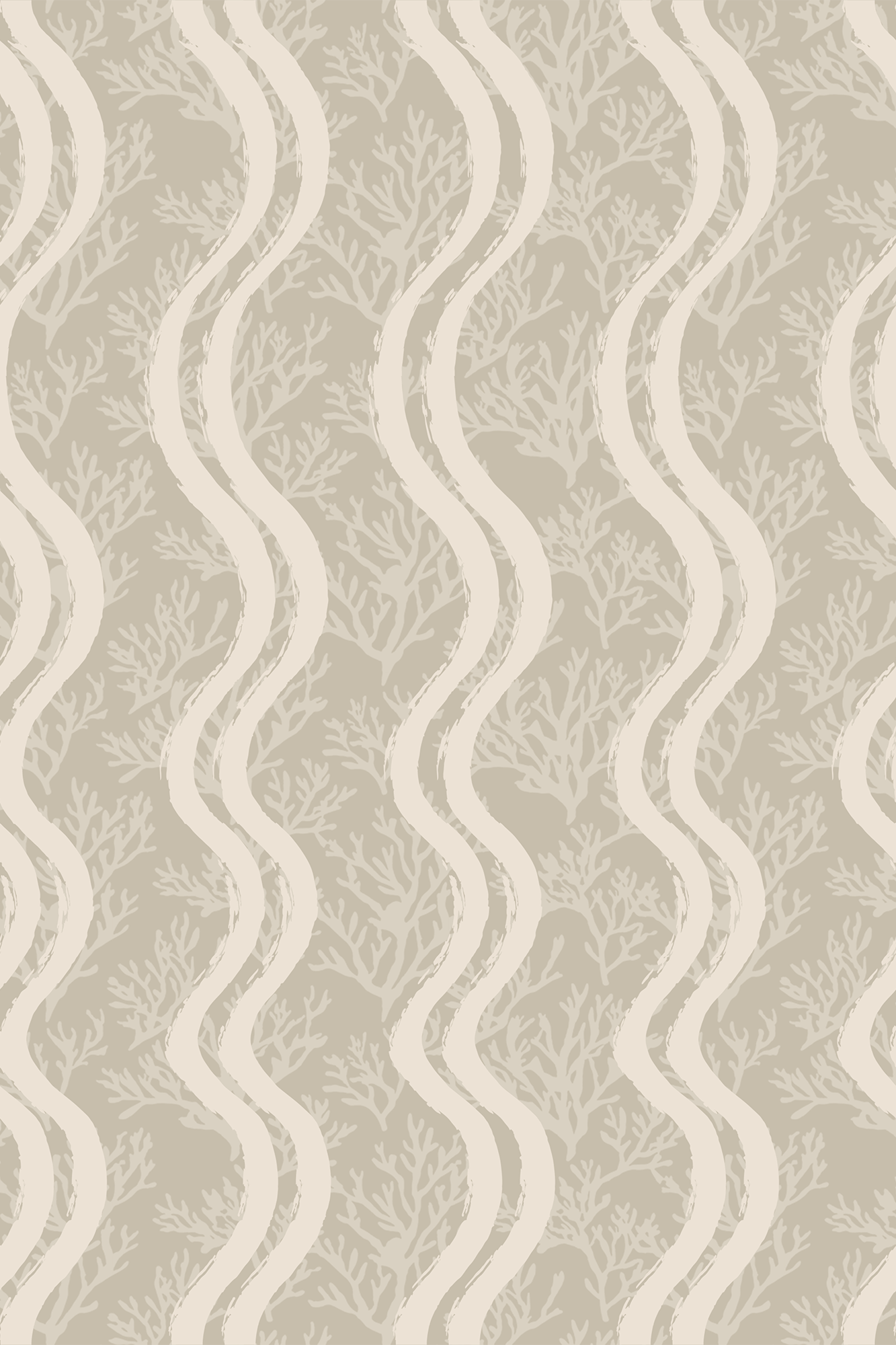 Marina Neutral Coral Wave Stripe Wallpaper - Removable Wallpaper (Peel & Stick)