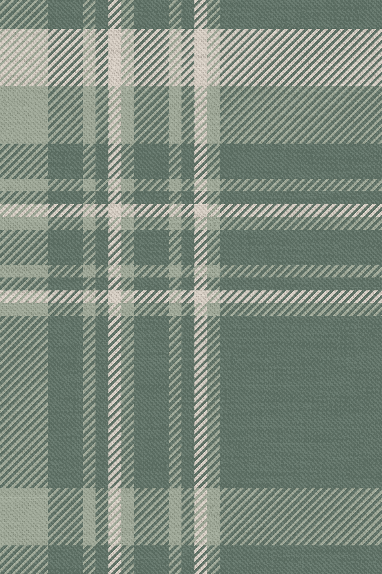 Mason Green and Cream Heritage Plaid Textured Wallpaper - Removable Wallpaper (Peel & Stick)