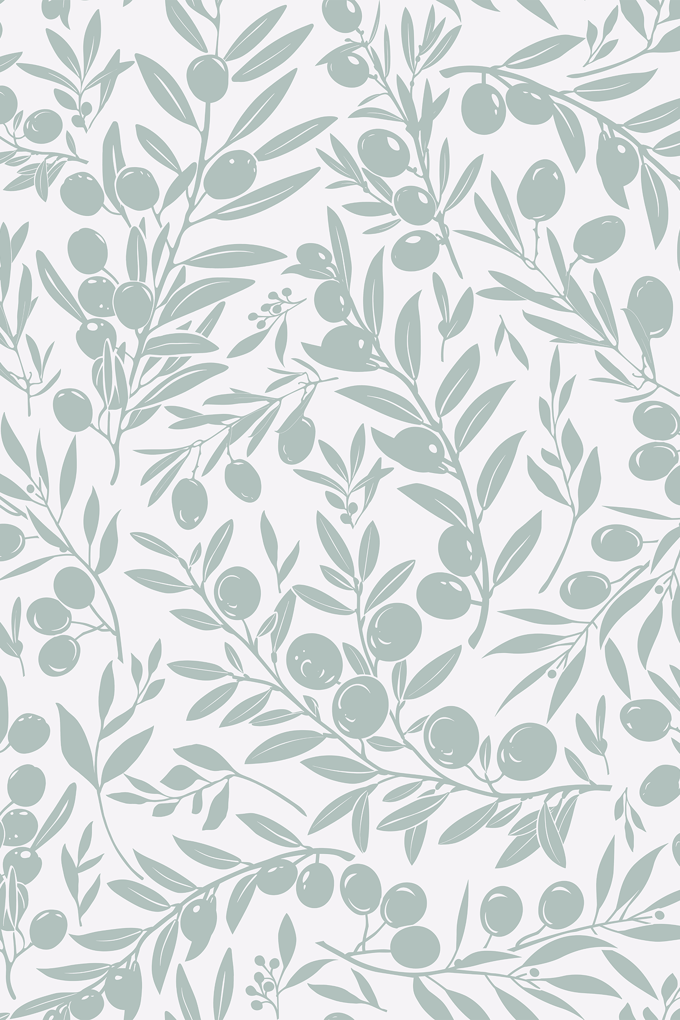 Olivia Fresh Blue Olive Branch Wallpaper - Removable Wallpaper (Peel & Stick)