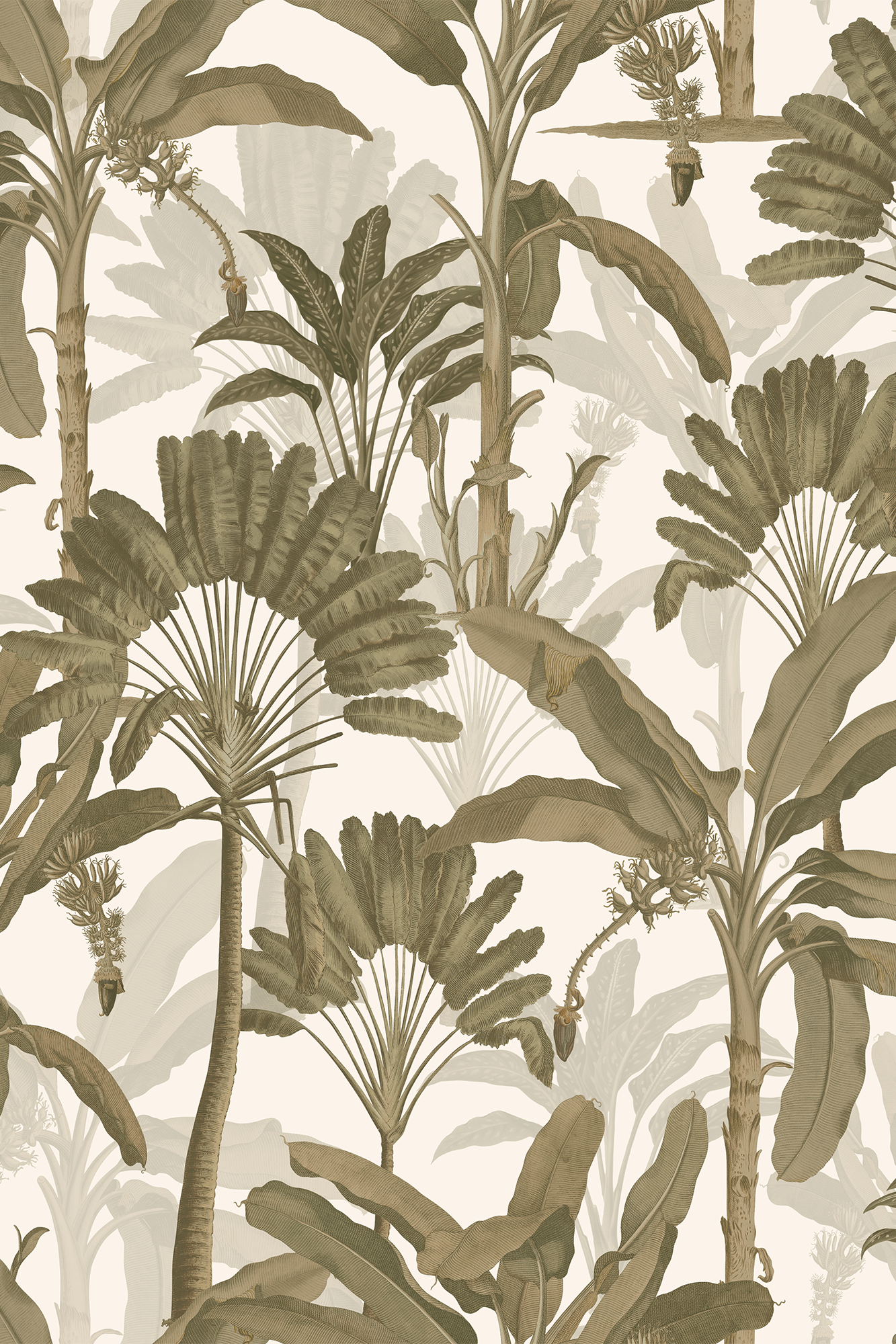 Otto Green Tropical Foliage Patterned Wallpaper - Removable Wallpaper (Peel & Stick)