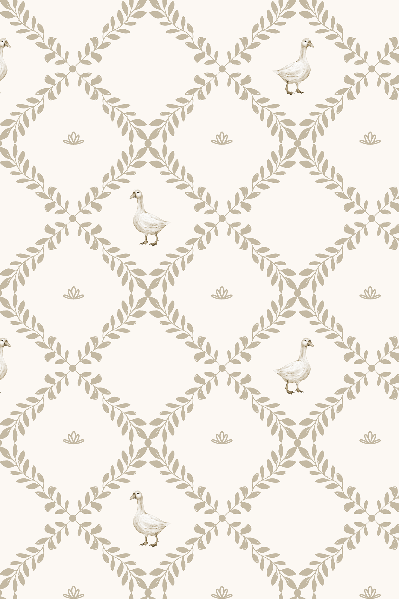 Penelope Neutral Farmhouse Vintage Duck Wallpaper - Removable Wallpaper (Peel & Stick)