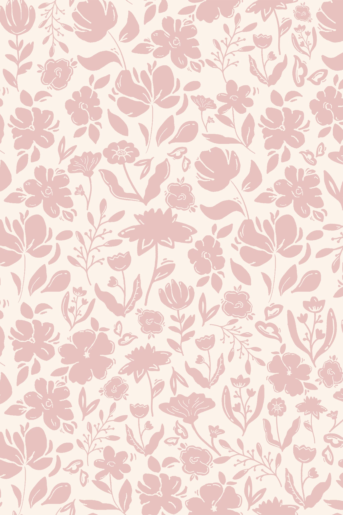Primmy Pink & White English Primrose Pattern Wallpaper - Removable Wallpaper (Peel & Stick)