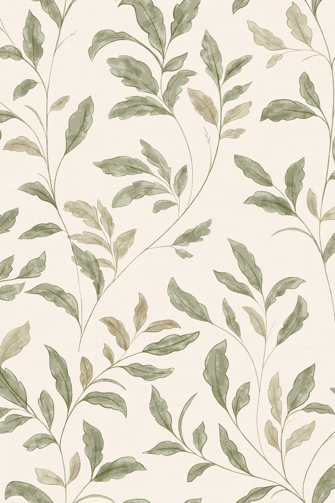 Romeo Green Hand Painted Enchanted Leaves Wallpaper - Removable Wallpaper (Peel & Stick)
