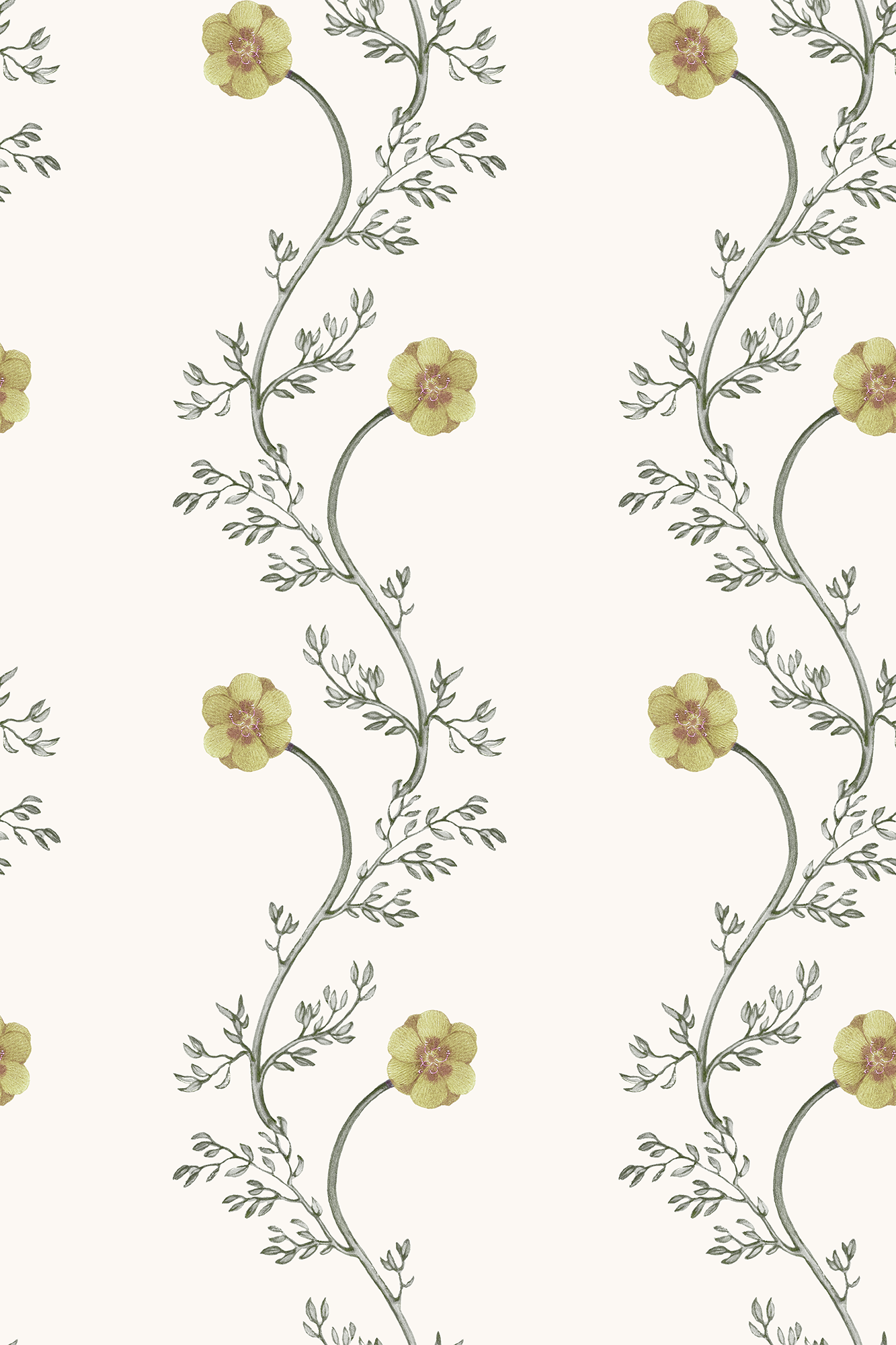 Ruby Yellow Wild Flower Striped Trellis Wallpaper - Removable Wallpaper (Peel & Stick)